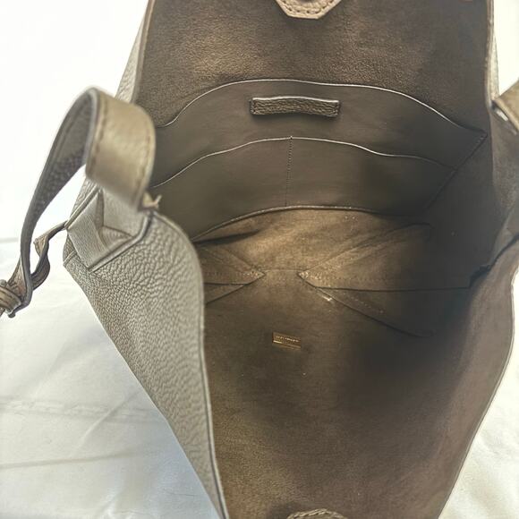 Michael Kors Junie Large Pebbled Leather Messenger Green Taupe Shoulder Bag - Picture 9 of 14